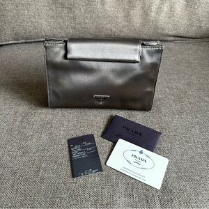 Prada satin grey small clutch